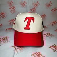 Image 1 of "T" Logo Snapback - Red/Offwhite