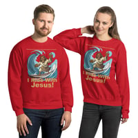 Image 7 of I Ride With Jesus Surfing Dark Unisex Sweatshirt