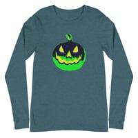 Image 12 of Long Sleeve Tee (Adult M/F) - Jack O Lantern Vintage Green-Black