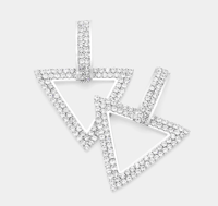 Silver Triangle Dangle Evening Earrings