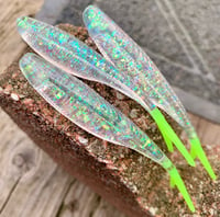 Image 2 of 4” Tracer Shad’s - “GLIMMERFIN” with Charlime Tail