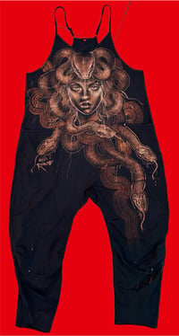 Image 1 of “SERPANT” CUSTOM BLEACH PAINTED OVERAIZED ROMPER LARGE