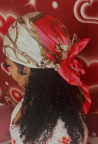 Image 2 of Pink & Brown Silk Head Scarf