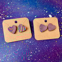 Textured Rainbow Heart Clay Stud Earrings | Pride Collection