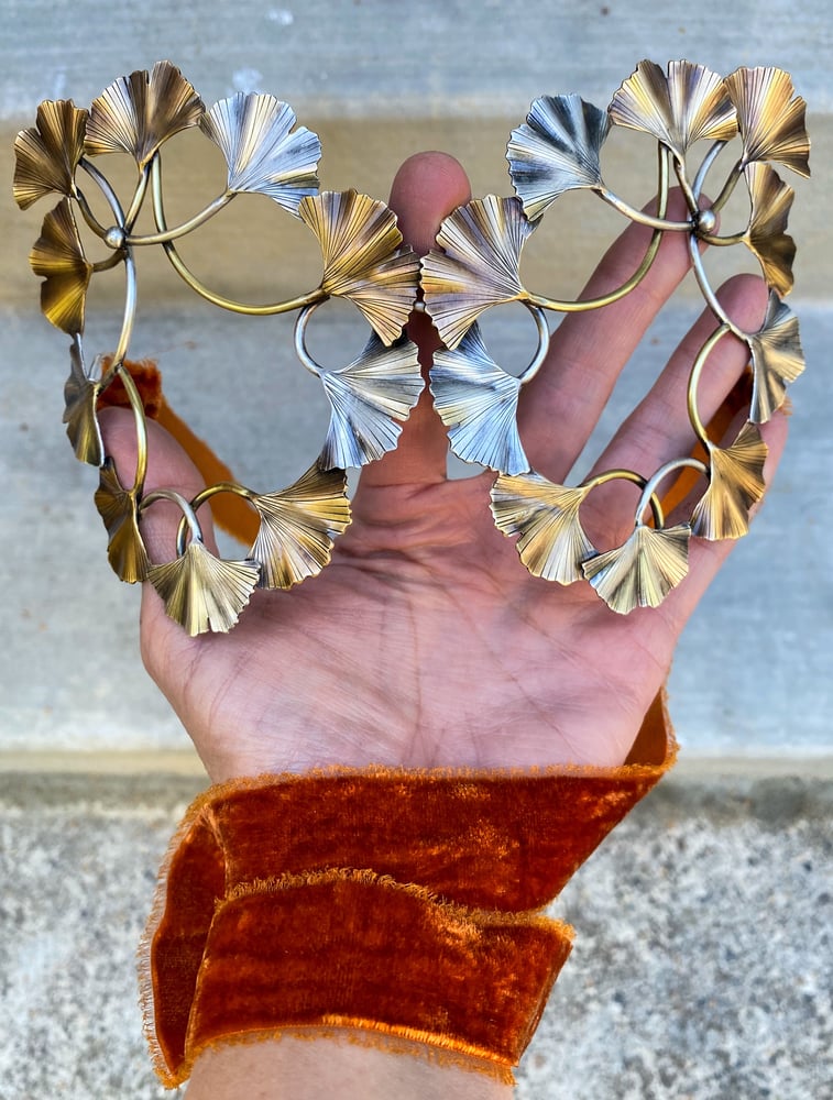 Image of Art Nouveau Ginkgo Brass Sterling Mask