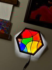 Image 4 of Stained Glass LED Hanging or Table-top Lightbox - Rainbow Illuminated Wall Art