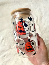 Image 2 of Skeleton/Pumpkin Glass Can 