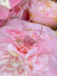 Image 1 of Cupid’s Strawberry Quartz Heart Necklace