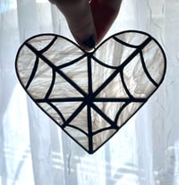 Image 4 of Stained Glass White Web Heart