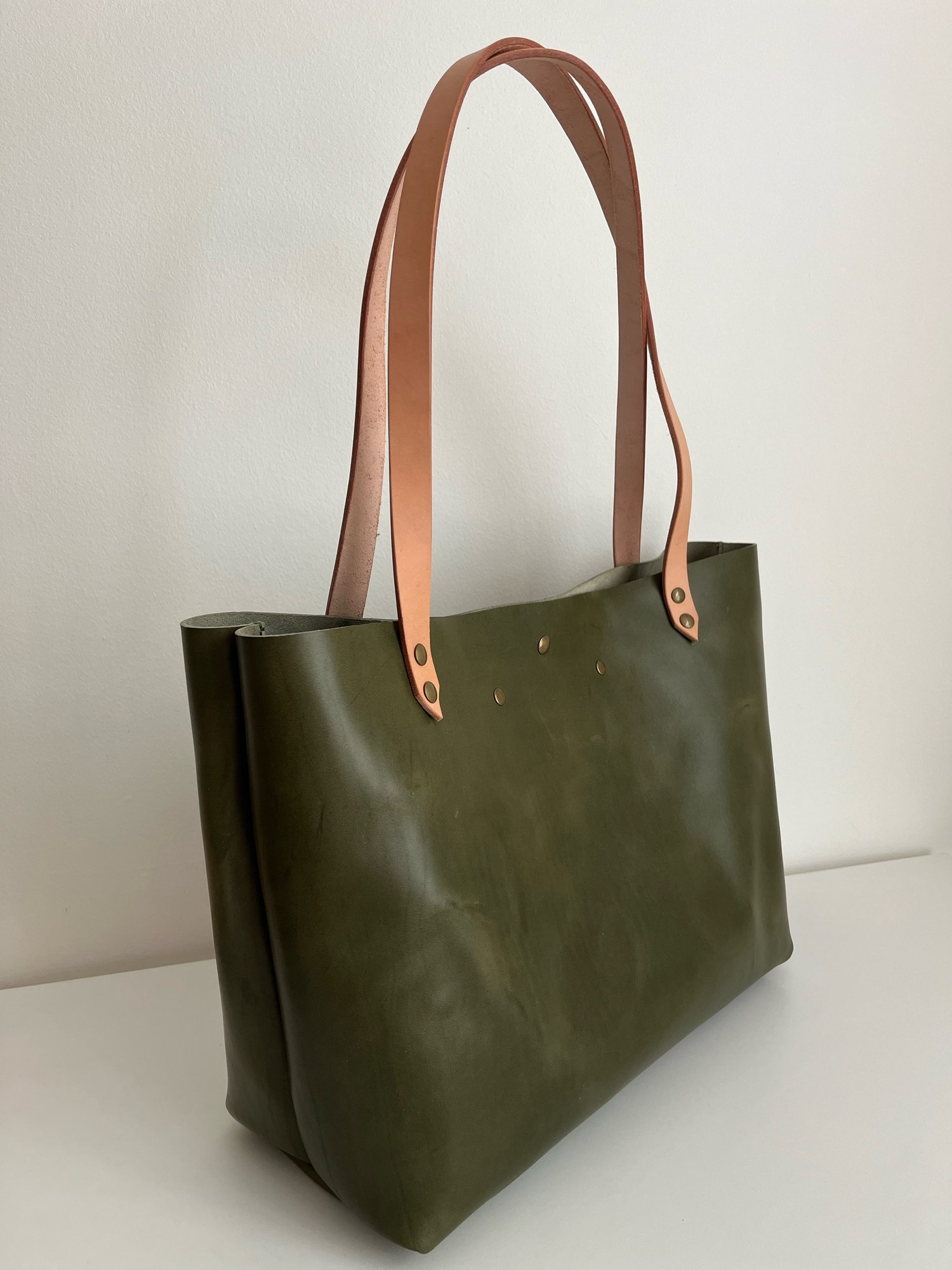 Image of Olive Green Italian Vachetta Carry-all Tote