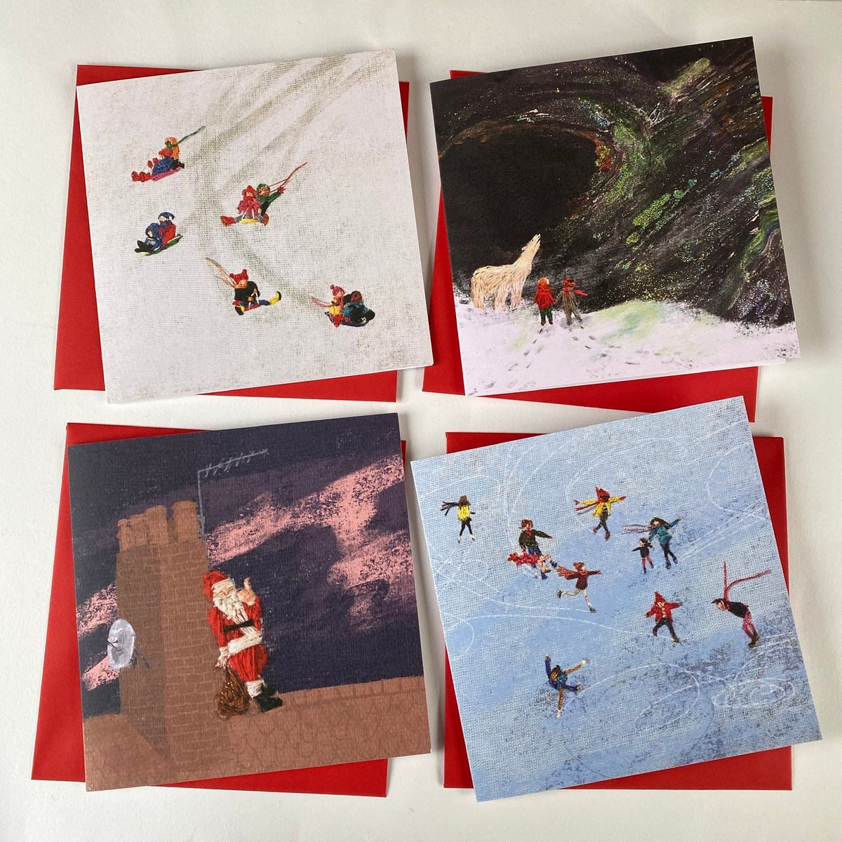 Image of Set of 'Embroidered' luxury Christmas Cards