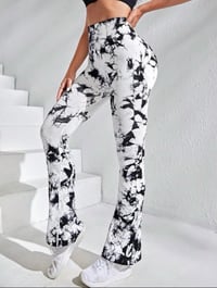 Image 1 of Tye Dye Flare Bottoms (black&white)