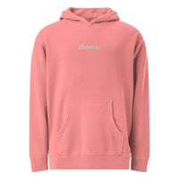 Image 3 of "Observe" Embroidered Unisex Pigment-dyed Hoodie