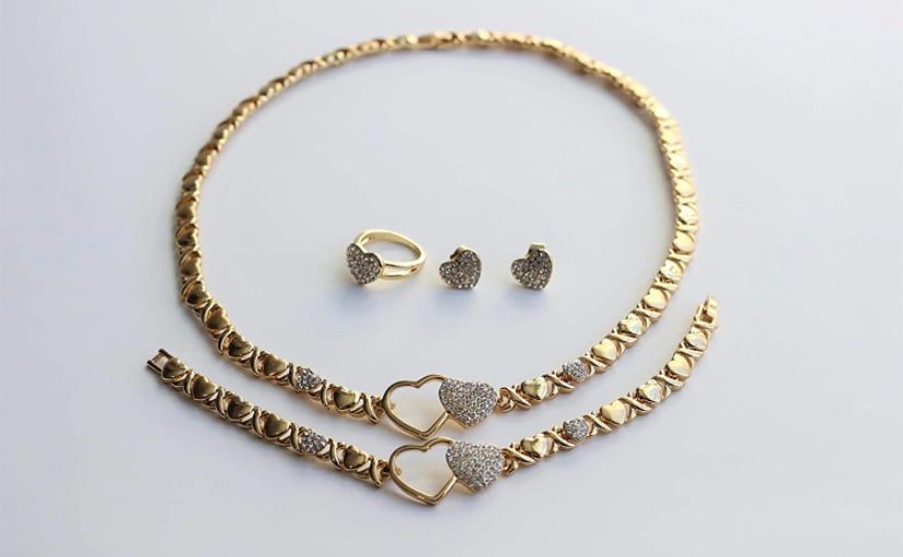 Image of Hugs and Kisses Necklace Set real 18k gold plated 