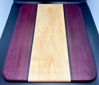 Cutting Bloc (medium) “Home Team” Purple Heart/ Curly Maple with Purple and Black Veneer