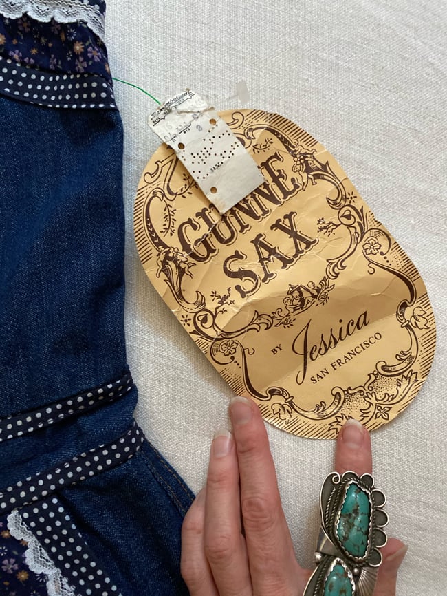 70s deadstock Gunne Sax denim prairie dress