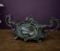Superbe jardinière centre de table en métal argenté, Art Nouveau, modèle français déposé