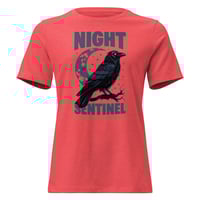 Image 2 of Women's Relaxed T-Shirt, Night Sentinel Raven & Moon Gothic Tee