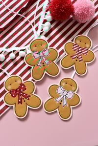 Image 1 of Gingerbread man with bow decoration 
