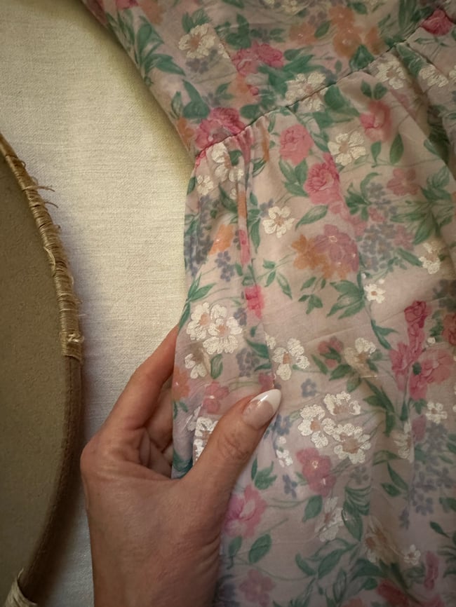 70s Lanz floral off shoulder maxi dress