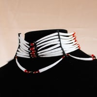 Image 5 of XL Dentalium Choker (Black/Red)