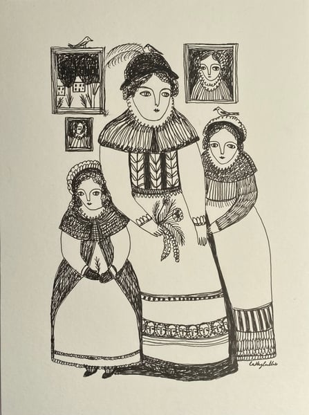 Image of Who left the bird cage open? - original drawing 