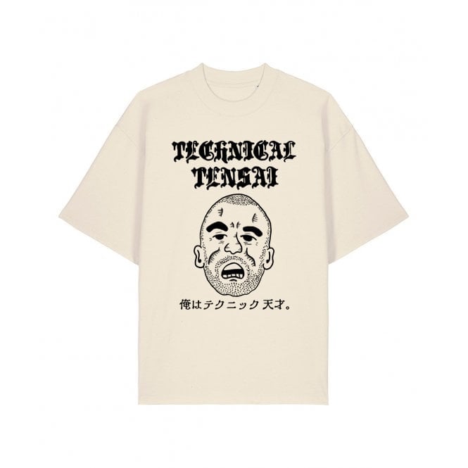 Image of ‘Technical Tensai’ dropped shoulder tee in ‘Natural raw’ 