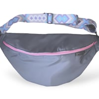 Image 1 of Large grey waterproof bumbag with pink zip