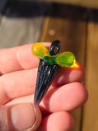 Image 2 of Crushed opal & illuminati glass shark tooth pendant 