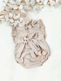 Image 3 of Boho photosession outfit | Giuseppina romper | age 12 months | beige