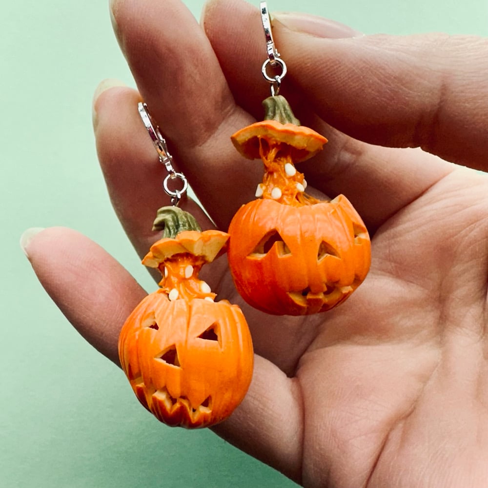 Image of Exploding Head Pumpkin EARRINGS