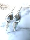 Handmade Sterling Silver Dangly Tassel Labradorite Earrings 925