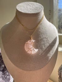 Image 2 of Gold Rose Quartz Crescent Moon Necklace