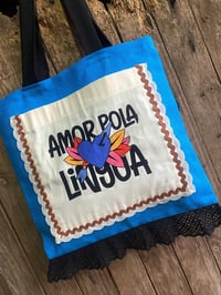 Image 1 of Bolsiña feita a man. AMOR POLA LINGUA AZUL. Deseño exclusivo!
