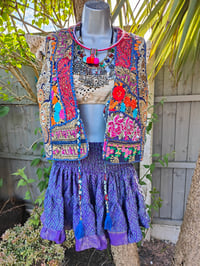 Image 7 of Boho Mini Skirt Rara- Purple s/m fits from age 12 girl to 12uk  adult