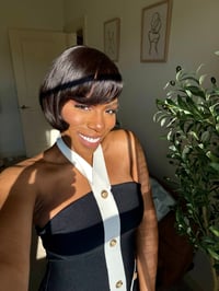 Image 6 of The 90s Bob | 9” Glueless Layered Pixie Wig with Bangs 