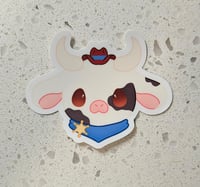 Cowboy cow sticker