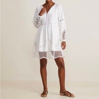 Image 1 of VINEYARD VINES Elegant White 3/4 Sleeve Length Dress