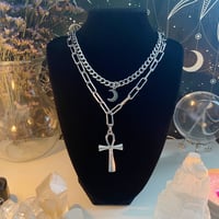 Image 1 of Ankh + Moon Layered Chains