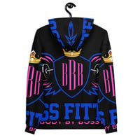 Image 1 of BOSSFITTED Black Neon Pink and Blue AOP Unisex Hoodie