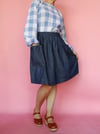 Preorder Linen/Cotton Blue Gingham Smock Top with free postage