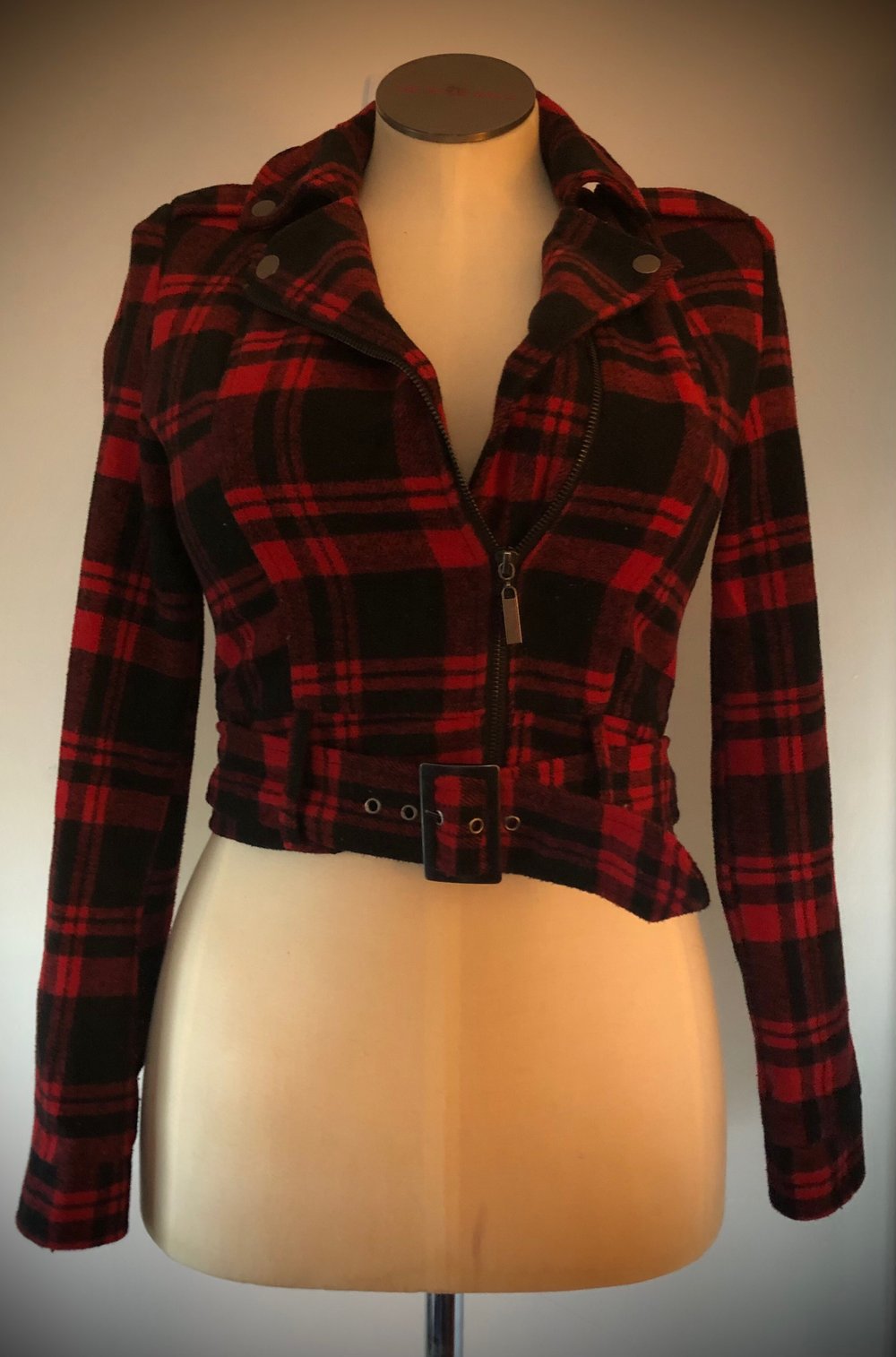 Upcycled “Harley Quinn” flannel Motorcycle jacket