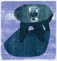 Blue drink woodblock print