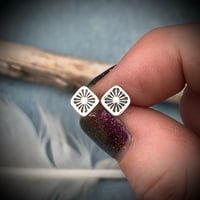 Image 1 of Handmade Sterling Silver Hand Stamped Bohemian Studs
