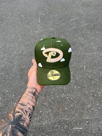 Image 2 of PINK BRIM PARTLY CLOUDY OLIVE  ARIZONA DIAMONDBACKS CUSTOM FITTED