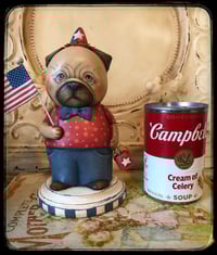 Image 4 of Folk Art Pug dog clay Creation Americana 