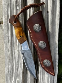 Image 2 of Damascus knife with olive wood and epoxy handle