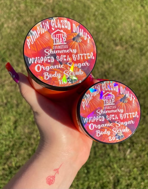 Image of Pumpkin Glazed Donut🎃🍩 Shimmery✨ Whipped Shea Butter🧈 Organic Sugar Body Scrub