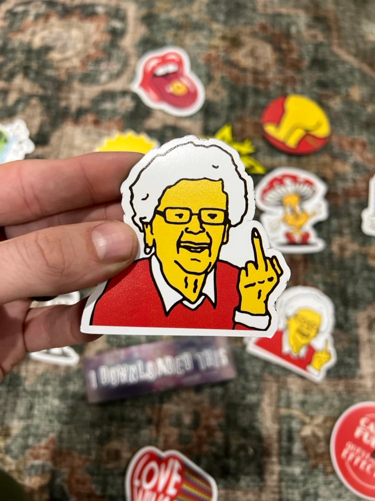 Image of Sassy Grandma Middle Finger Sticker or Magnet