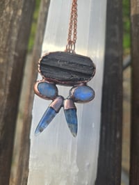 Image 3 of Electroformed Tourmaline, Moonstone and Kyanite necklace